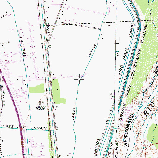Topographic Map of Jaral Ditch, NM