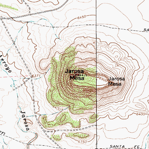 Topographic Map of Jarosa Mesa, NM