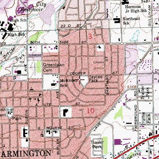 Topographic Map of Jaycee Park, NM