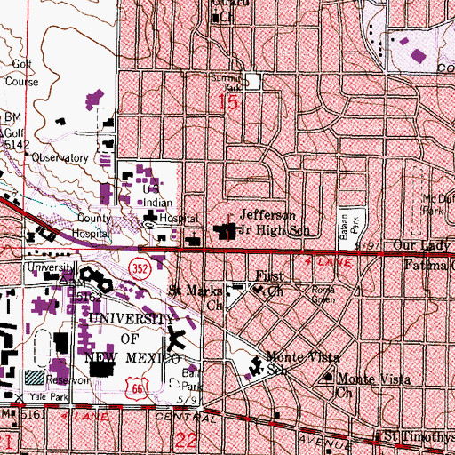 Topographic Map of Jefferson Middle School, NM