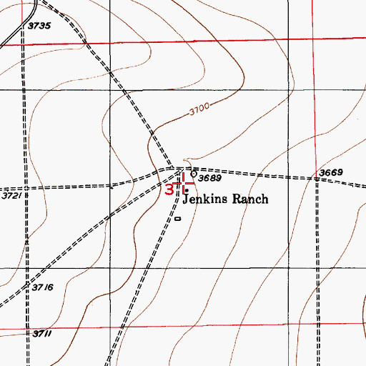 Topographic Map of Jenkins Ranch, NM