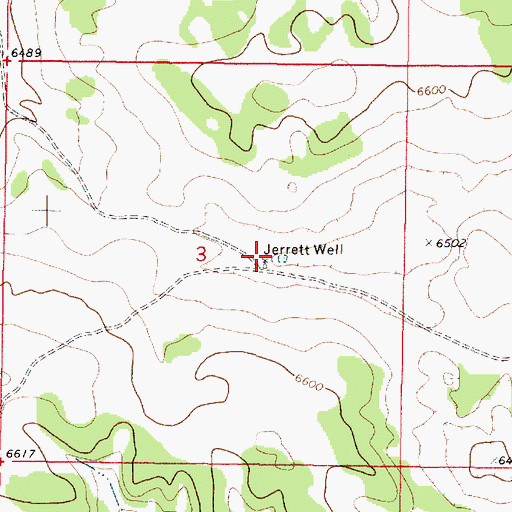 Topographic Map of Jerrett Well, NM