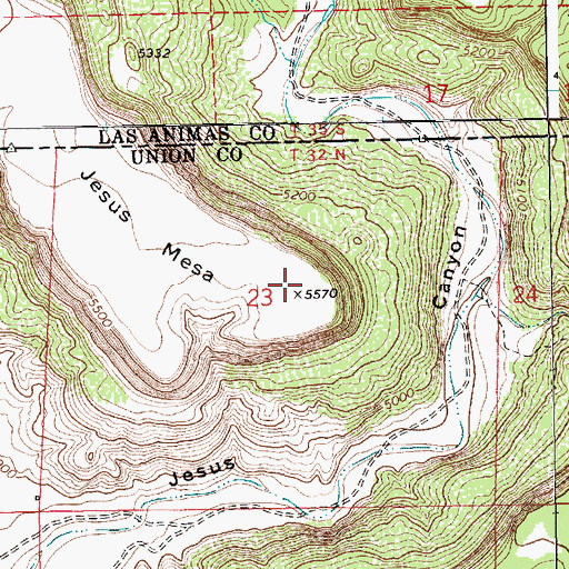 Topographic Map of Jesus Mesa, NM