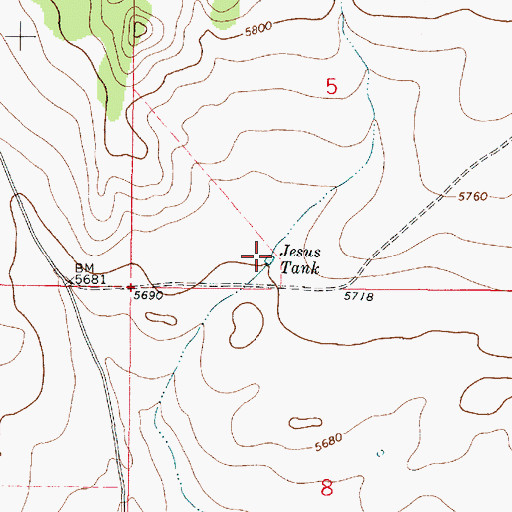 Topographic Map of Jesus Tank, NM