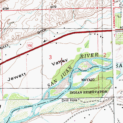 Topographic Map of Jewett Valley, NM