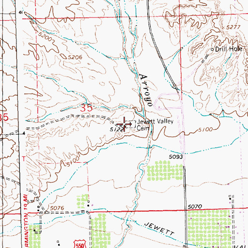 Topographic Map of Jewett Valley Cemetery, NM