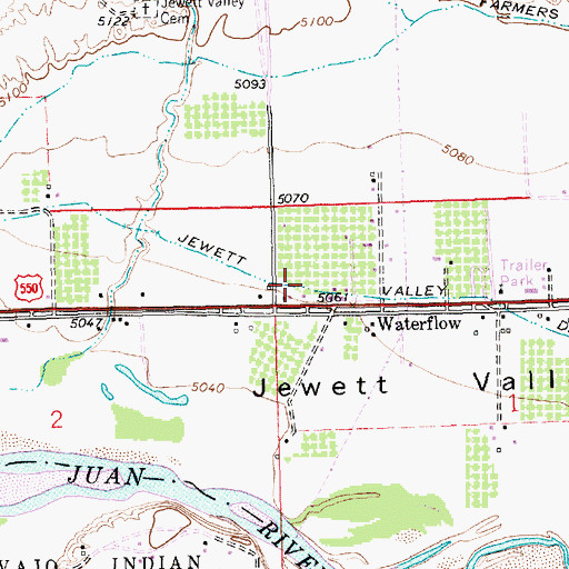 Topographic Map of Jewett Valley Ditch, NM