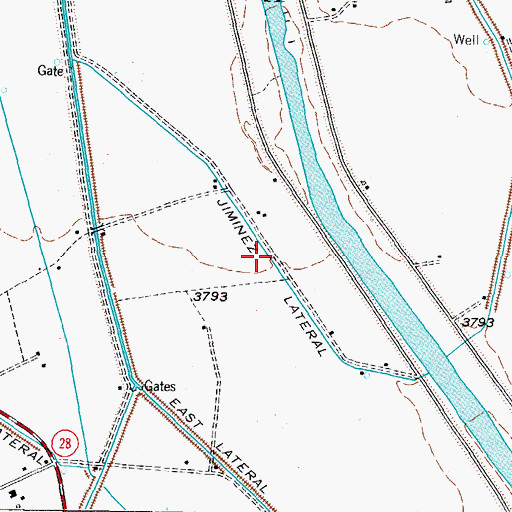 Topographic Map of Jiminez Lateral, NM