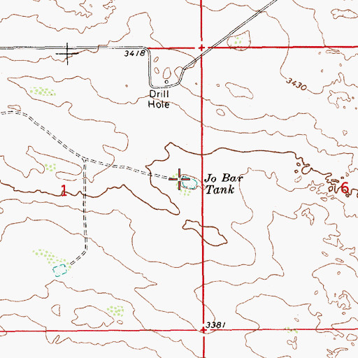 Topographic Map of Jo Bar Tank, NM