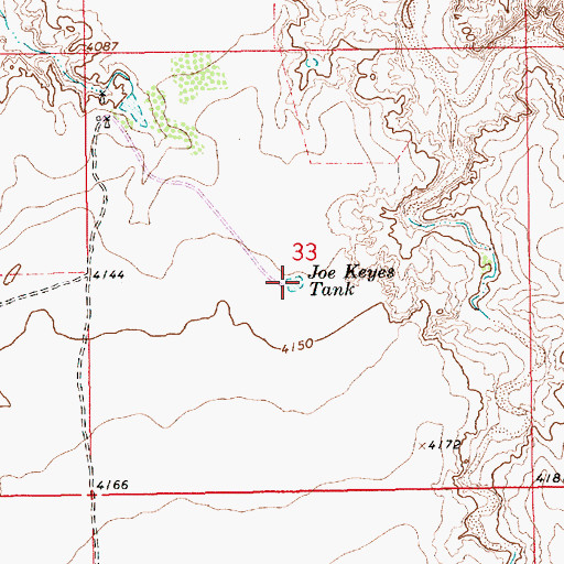 Topographic Map of Joe Keyes Tank, NM
