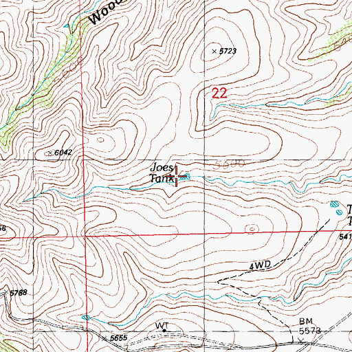 Topographic Map of Joes Tank, NM
