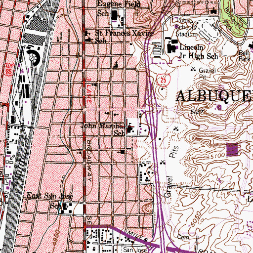 Topographic Map of John Marshall School, NM