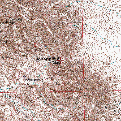 Topographic Map of Johnny Bull Gap, NM
