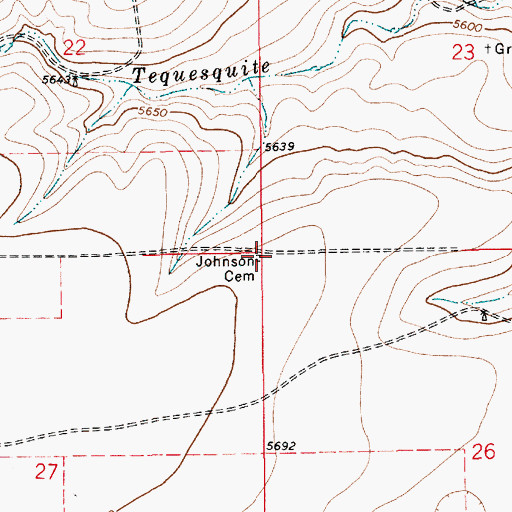 Topographic Map of Johnson Cemetery, NM