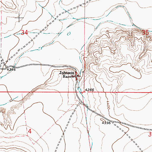 Topographic Map of Johnson Ranch, NM
