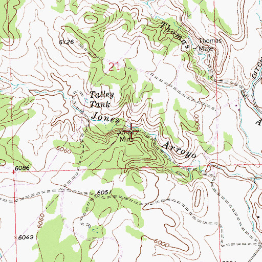 Topographic Map of Jones Mine, NM