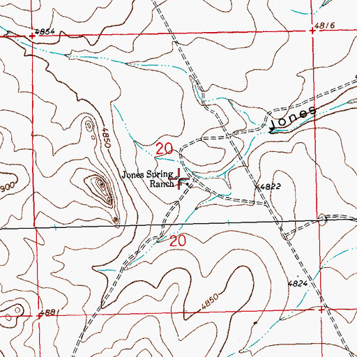 Topographic Map of Jones Spring Ranch, NM
