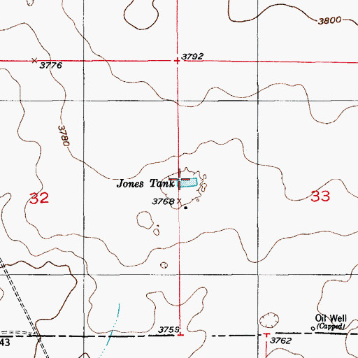 Topographic Map of Jones Tank, NM