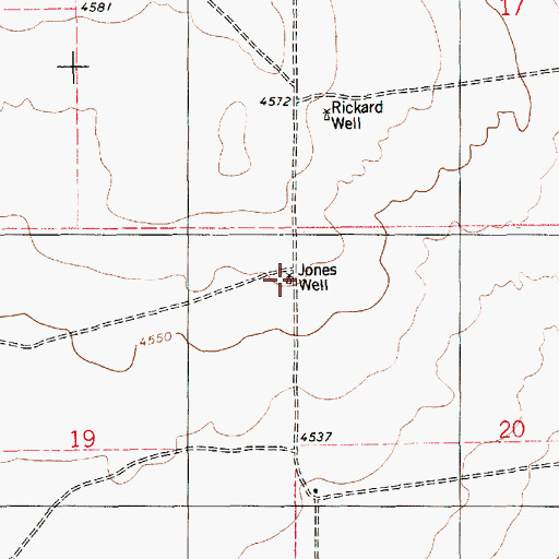Topographic Map of Jones Well, NM