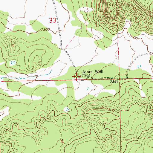 Topographic Map of Jones Well, NM