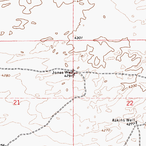 Topographic Map of Jones Well, NM