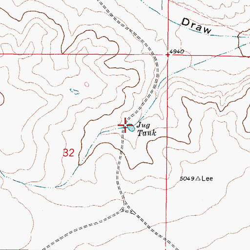 Topographic Map of Jug Tank, NM