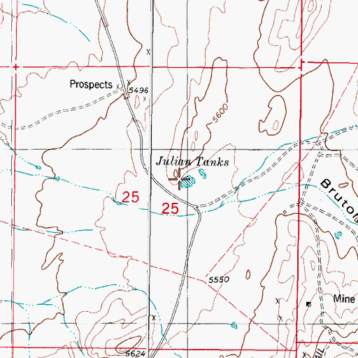 Topographic Map of Julian Tanks, NM