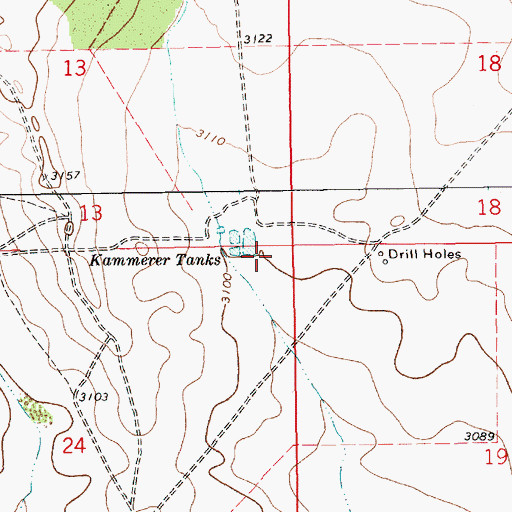 Topographic Map of Kammerer Tanks, NM