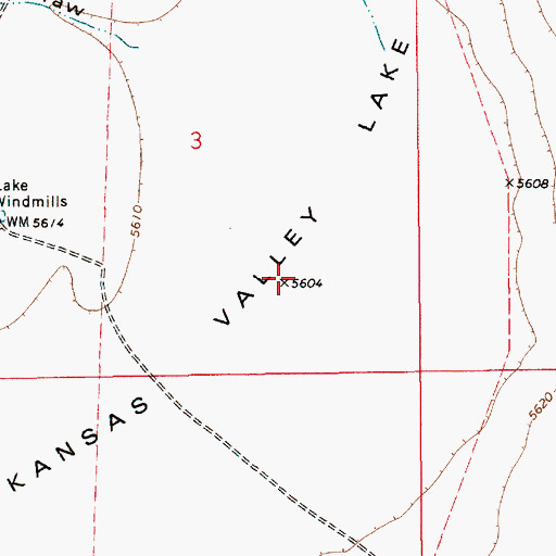 Topographic Map of Kansas Valley Lake, NM