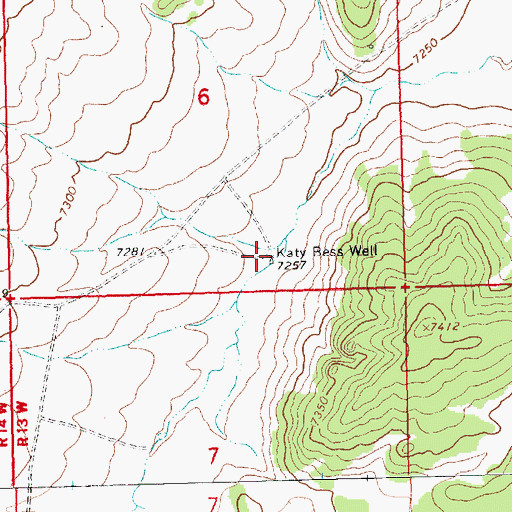 Topographic Map of Katy Bess Well, NM