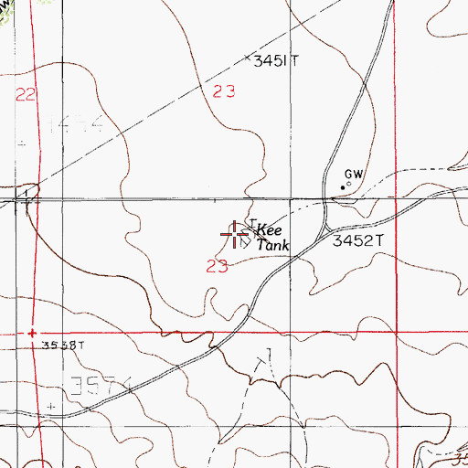 Topographic Map of Kee Tank, NM