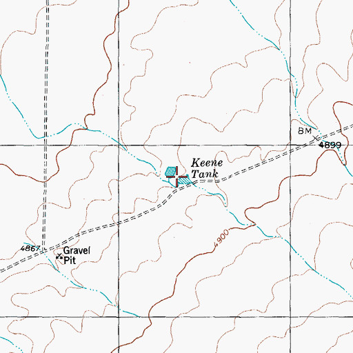Topographic Map of Keene Tank, NM