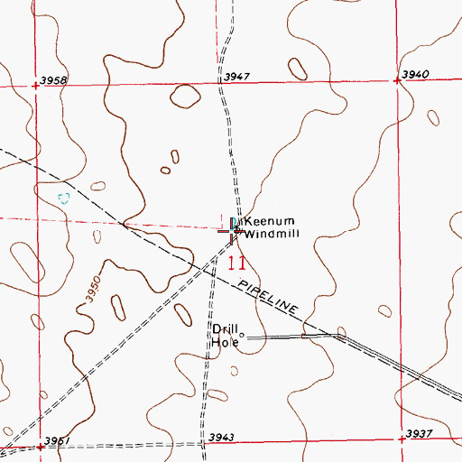 Topographic Map of Keenum Windmill, NM