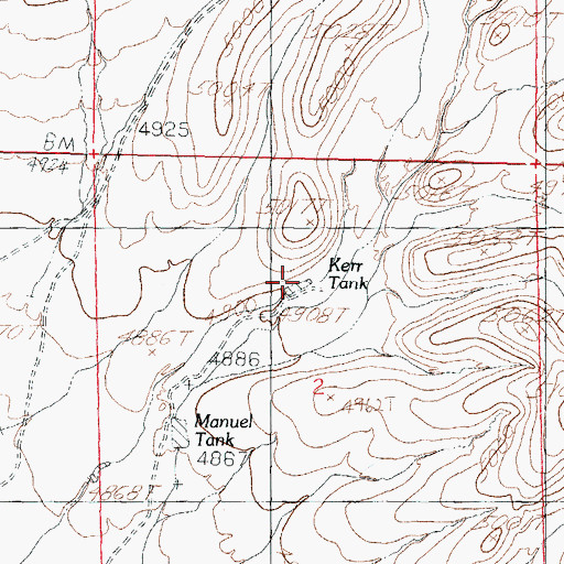 Topographic Map of Kerr Tank, NM