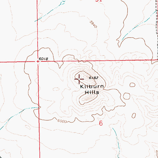 Topographic Map of Kilburn Hills, NM