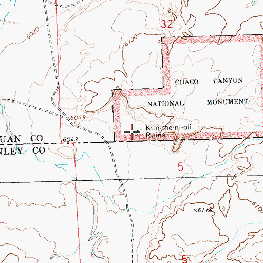 Topographic Map of Kim-me-ni-oli Ruins, NM