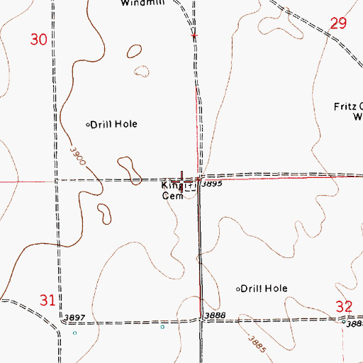 Topographic Map of King Cemetery, NM