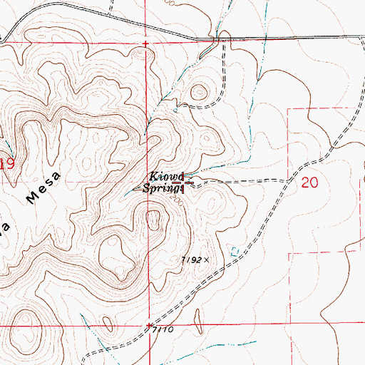 Topographic Map of Kiowa Springs, NM