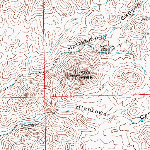 Topographic Map of Kirk Peak, NM