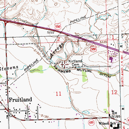 Topographic Map of Kirtland Cemetery, NM