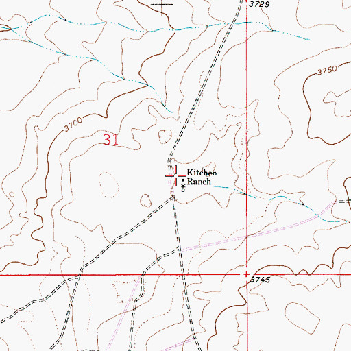 Topographic Map of Kitchen Ranch, NM