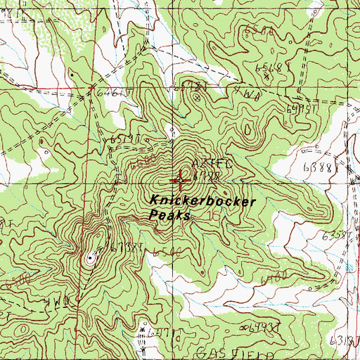 Topographic Map of Knickerbocker Peaks, NM