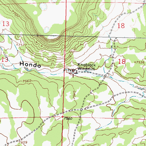 Topographic Map of Knoblock Windmill, NM