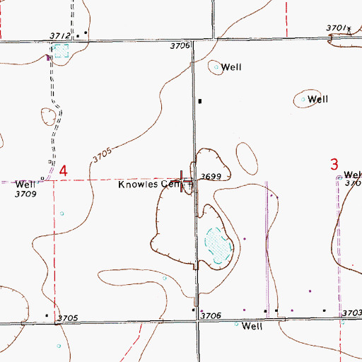 Topographic Map of Knowles Cemetery, NM
