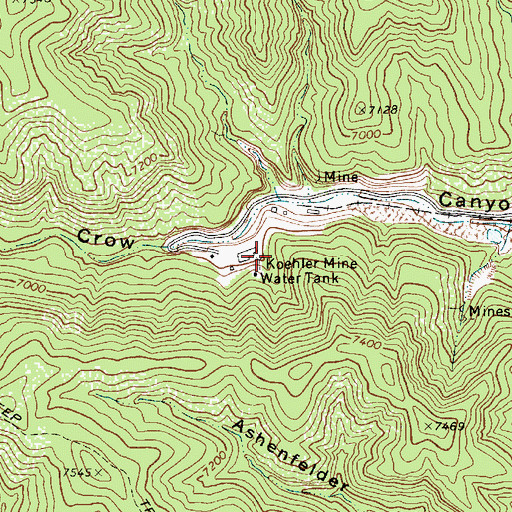 Topographic Map of Koehler Mine, NM