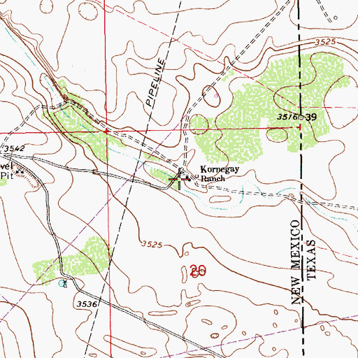 Topographic Map of Kornegay Ranch, NM