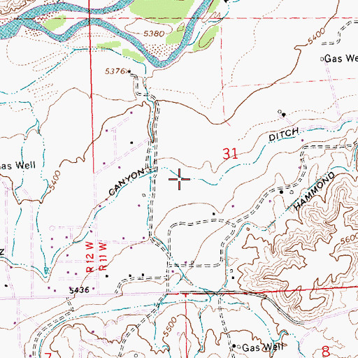 Topographic Map of Kutz Canyon Ditch, NM