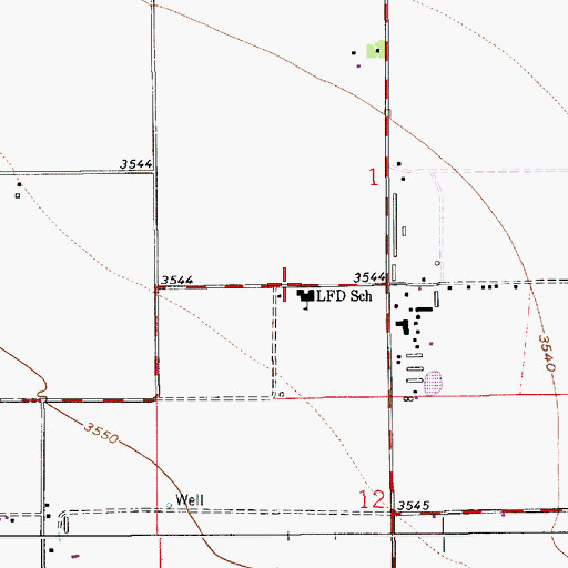 Topographic Map of L F D School, NM