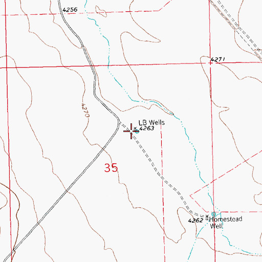 Topographic Map of LB Wells, NM