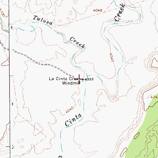 Topographic Map of La Cinta Creek Windmill, NM